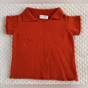 James Street Unisex Kids Knit Polo Burnt Sienna Size 4-5 Alpaca MerinoWool Blend
